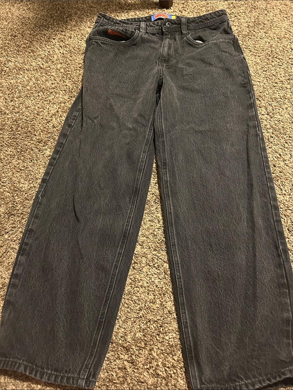 Empyre Men's Relaxed Wide-Leg Black Jeans